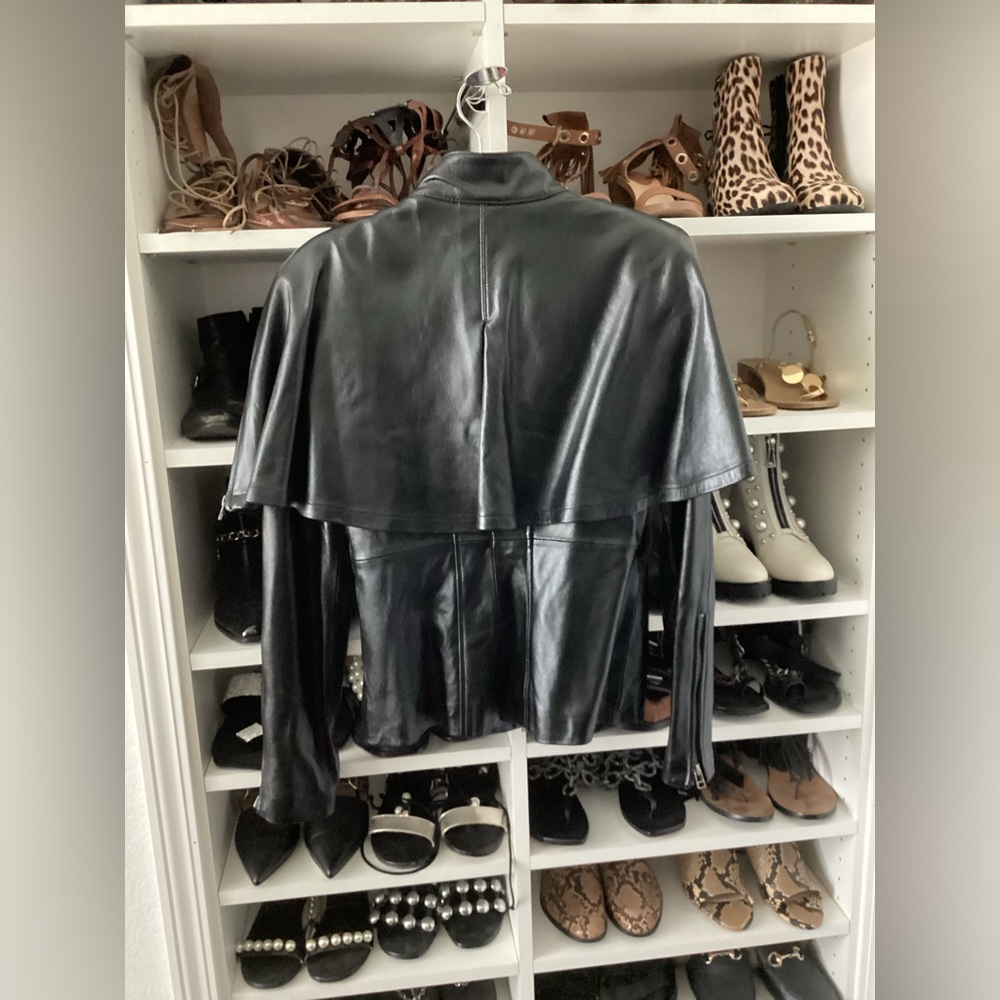 bebe addiction Black Leather Cape Jacket - Picture 2 of 7